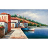C050 kust landschap architectuur olieverfschilderij achtergrond muur decoratieve muurschildering