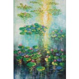 C105莲花油画艺术墙背景装饰壁画