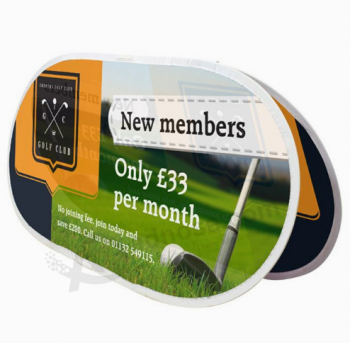 Round Oval vertical pop up A frame banner for Golf Courses