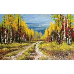 C084 Hand Painted Forest Landscape Oil Painting TV Background Decorative Mural