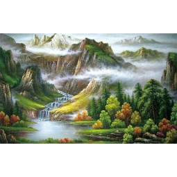 C112 hermosos paisajes en las montañas pintura al óleo de la pared de fondo decorativo mural