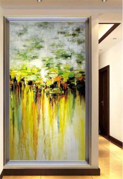 C123独特抽象莲花艺术油画门廊背景装饰壁画