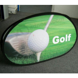 Exposição poliéster banner stand ao ar livre golf um quadro pop out banner