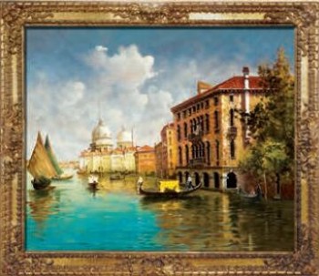 X582 100x83cm eau paysage de ville peinture peinture à l'huile salon chambre et bureau peinture décorative