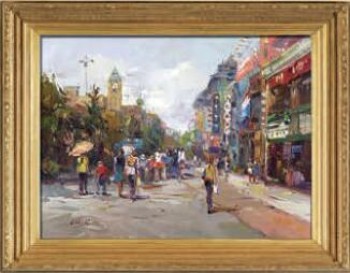 Y634 222x166cm Streetscape Oil Painting Living Room Bedroom and Office Decorative Painting