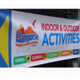 Happy Holiday Ausstellung Glitter Polyestergewebe Flex Banner Druck