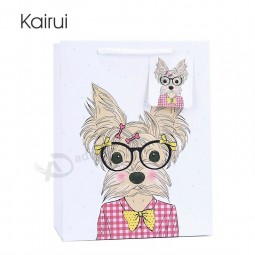 Small size cheap cat design shopping custom print paper bag with pp rope