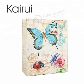 Personality butterfly style custom print paper bag with your logo