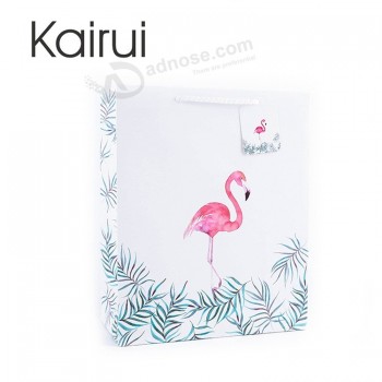 Wholesale lovely cartoon animal craft flamingo shopping gift paper bag with your logo