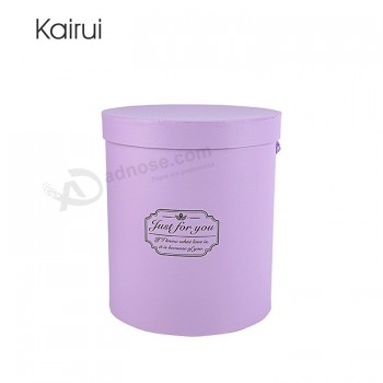 Stock luxury round cylinder flower gift box with ribbons packaging round hat with your logo