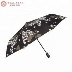 Premier parapluie pliable promotionnel publicité auto ouvrir trois pliage parapluie coquelicot