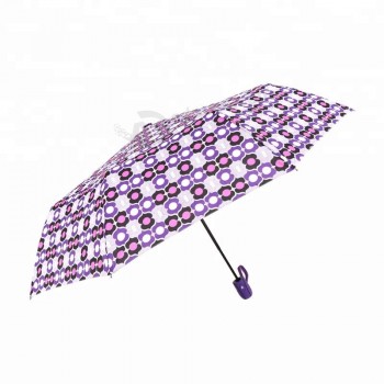 행복 한 백조 국가 스타일 3 접는 꽃 인쇄 고무 코팅 된 손잡이 러시아 우산