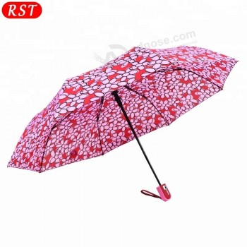 Mooie bloemenprints en felle kleuren auto open 3-voudige paraplu met hoge kwaliteit