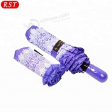 RST promotional white pattern three folding umbrella waterproof new model umbrella with your logo
