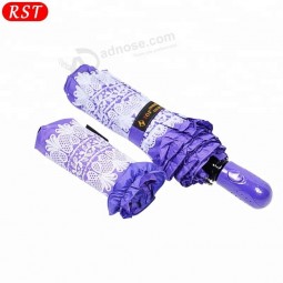 RST promotional white pattern three folding umbrella waterproof new model umbrella with your logo