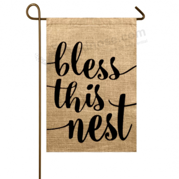 Wholesale laser cutting decorative burlap garden flag with high quality and any size