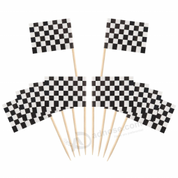 Mini soccer team pennant checkered toothpick flag