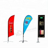 3.4m 4.5m 5.5m Aluminum Telescopic Fiberglass Pole Teardrop Cross Stand Beach Flag with high quality