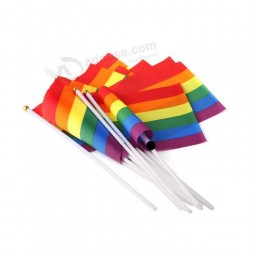OEM Manufacturer LGBT Flag Custom Mini Rainbow Hand Flag with high quality and any size
