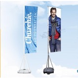Drapeau de base télescopique en aluminium de promotion de la base de l'eau pôle trois jambes de soutien publicité extérieure 7m géant drapeau télescopique