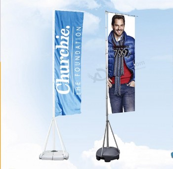 Promoción base de agua de aluminio asta de bandera telescópica tres patas de apoyo publicidad exterior 7m bandera telescópica gigante