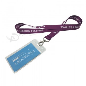 Custom High Quality Fashion Fancy Blue Branded Printed Student ID Name Card Badge Holder Lanyard With Logo