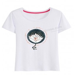Ropa de camiseta de algodón, camiseta de mujer de calor en blanco-Camiseta estampada transfer