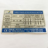 étiquette promotionnelle d'étiquette en métal de prix bon marché pour l'équipement de machine