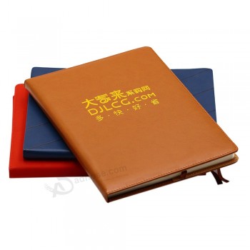 Embossed Logo PU leather journal notebook with inserted pocked for Business Gif with any size