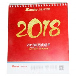 Calendário de desktop personalizado de ano novo, papelão com impressão de cor cheia calendário de mesa de pé promocional plana