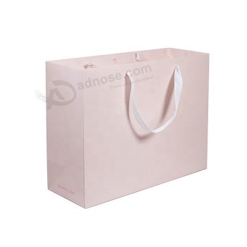 新的定制印刷生日粉红色亚光纸手提袋购物礼品棉手柄