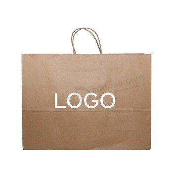 Precio personalizado china precio reciclado compras marrón bolsa de papel kraft mango de papel trenzado