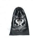 Hete verkopen op maat logo zwart satijnen haar tas zijden satijnen tas voor pruik