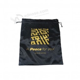 Hot Selling Black Stain Bags Custom Large Size Logo Gold Foiled Stain Drawstring Shoes Bags