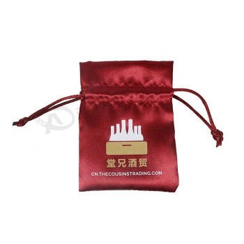Various colors high quality drawstring silk stain bag jewellery gift bag hand bag with string