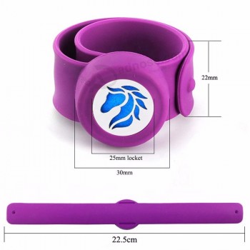 Bracelet slap silicone aroma personnalisé avec diffuseur en acier inoxydable