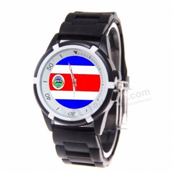 Groothandel siliconen vlag voetbal horloge voor costa rica