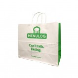 Custom Logo Design Printed Restaurant Carryout Fastfood Take Out Kraft Paper Handle Bags