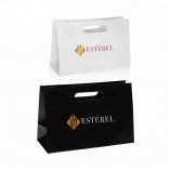 White Custom Printed Shopping Carry Reinforced Die Cut Handle Paper Bag With Logo