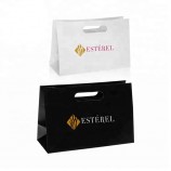 Bolsa de papel con asas troqueladas reforzadas y con logotipo, estampado personalizado y personalizado