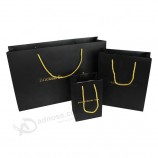 Luxurious Design Black Gold Gift Carry Packaging Customized Logo Printed Shopping Bag Paper