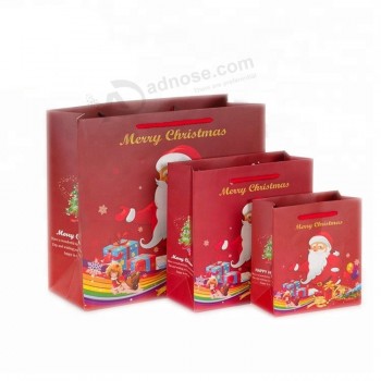 оптовый красочный подарок покупки упаковки на заказ с Рождеством бумажные подарочные пакеты с ручками