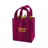 卸売環境にやさしいヘビーデューティ再利用可能な4本のボトルを分けた/6 Bottles Carrier Non Woven Wine Tote Bag