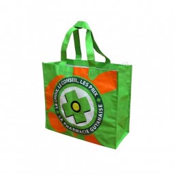 éco-Sympathique logo imprimé personnalisé traité non recyclé animal de compagnie/Sac à provisions pliable
