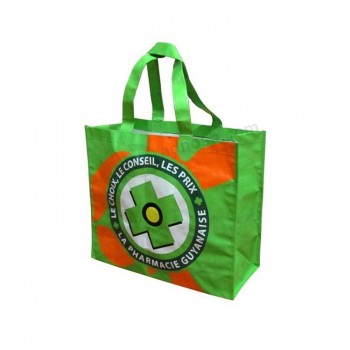 Eco-Friendly Customized Printed Logo Handled Recycled Non Woven Pet / Rpet Foldable Shopping Bag