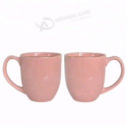 Reise-Cups im Freien 11oz keramische rosa Bambuskaffeetassen