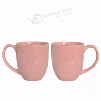 Tasses de voyage en plein air 11oz céramique rose bambou mugs à café
