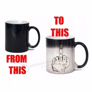 Ceramic Travel Mugs Custom Color Change Magic Middle Finger Cup As Christmas Gift Promotion