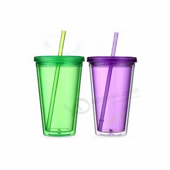 纪念品450ml双层颜色变化透明塑料咖啡保温杯