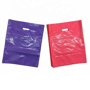 Bolso plástico del regalo del cumpleaños del fabricante brillante de China del color púrpura rosado hermoso 12x15